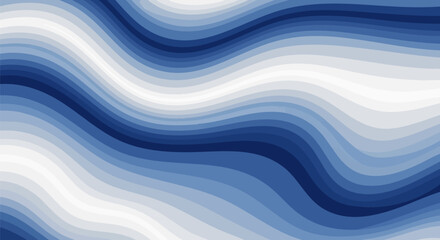 Abstract blue and white wavy lines create fluid design