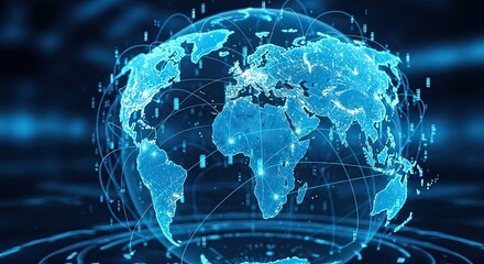 Global Network Connection Digital Earth Futuristic Technology Concept