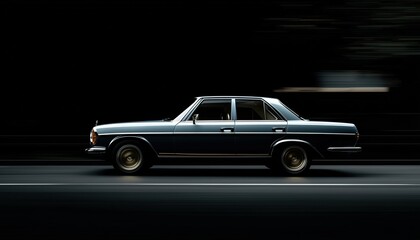 Naklejka premium Luxury Car In Motion: Side View Of A Turning Vehicle Luxurious Automobile In Action: Turning From A Side Angle Motion Capture: Side View Of A Luxury Car Making A Turn