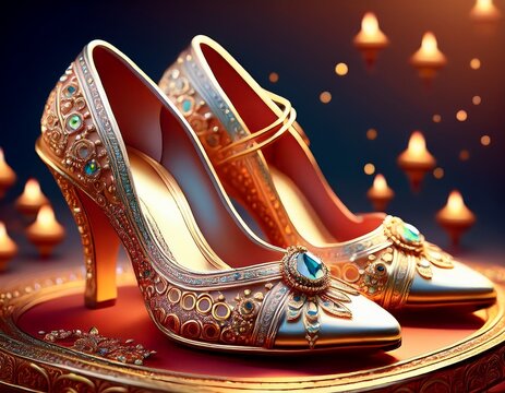 exquisite bridal footwear with ornate anklets and sleek heels highlight opulent wedding tradition generative ai