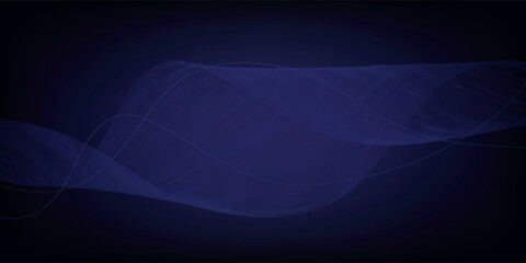 Dark blue abstract background with smooth flowing waves and a soft elegant gradient.