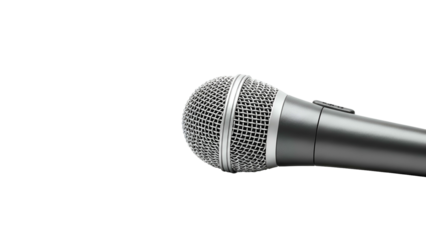 Microphone on Transparent Background Silver Dynamic Vocal Microphone for Recording and Performance