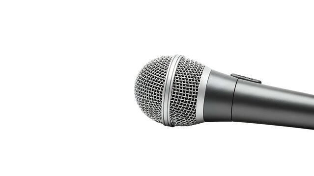 Microphone on Transparent Background Silver Dynamic Vocal Microphone for Recording and Performance