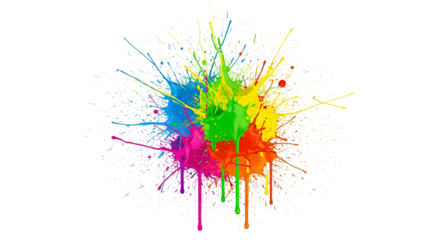 Vibrant Color Splash Abstract Art on Transparent Background for Creative and Artistic Design