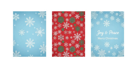 Christmas cards with snowflakes and festive messages