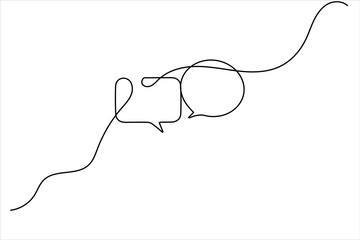 Modern continuous line drawing of message speech bubble icon
