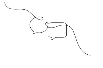 Modern continuous line drawing of message speech bubble icon
