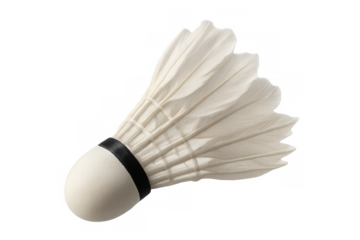 Badminton shuttlecock flying, composite image providing sports equipment for game, competition, and activity with transparent background