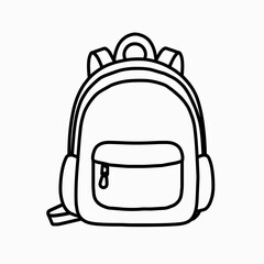 Simple outline drawing of a backpack with front pocket  