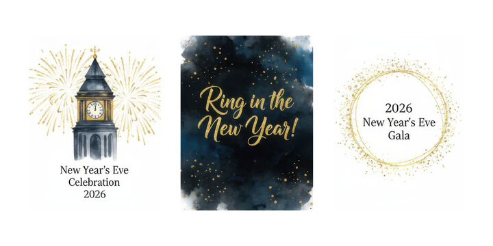 White and gold New Year's Eve gala invitation design - Powered by Adobe