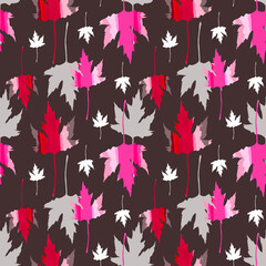 Autumn leaves seamless pattern with maple leaves for textile, fabric, wrapping.