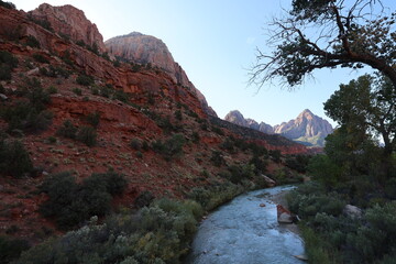 The The Virgin River flowing south out of Zion national park in the fall. 