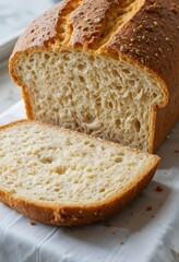 sliced bread on a wooden board