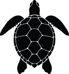 Obraz premium Elegant Sea Turtle Black Silhouette Vector Design