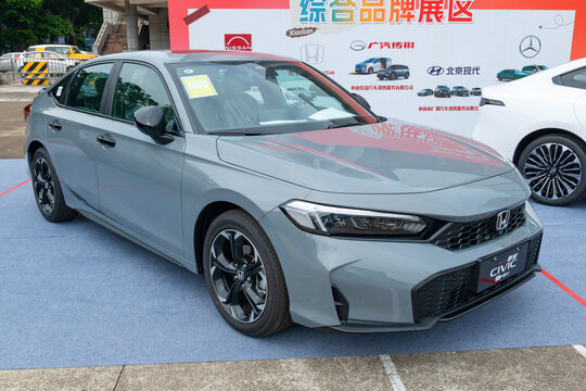 ZHONGSHAN GUANGDONG China-October 24 2025: a grey Honda Civic e:HEV car.