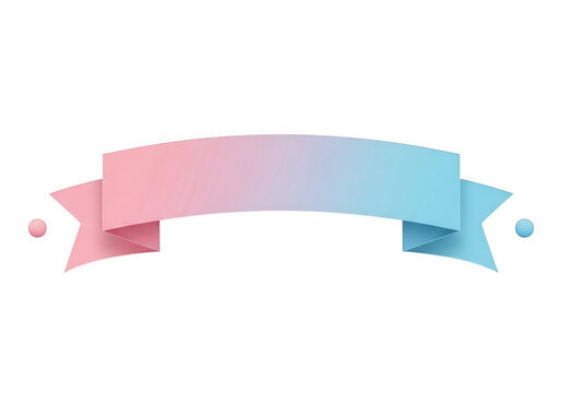 Gradient pink and blue ribbon banner graphic for celebrations, announcements, and decorative design element. - Powered by Adobe