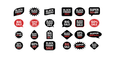 Black friday sale promotion badges, discount labels, and offers