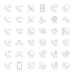 Full Line Style Phone Call Icon Mini Set