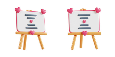 3D Wedding Invitation or Menu Icon on Wooden Easel