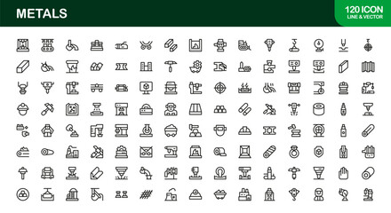 Metals Bold Collection Icon. Strong and Sleek icons for industrial metals, alloys, and steel

