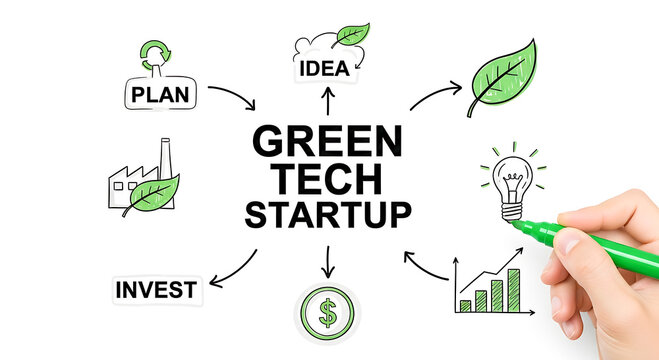 Green Tech Startup Concept Diagram