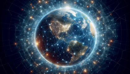 Obraz premium Planetary energy grids, Ai generated image