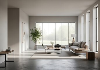 Fototapeta premium Elegant interior showcases a spacious living room with modern sophistication