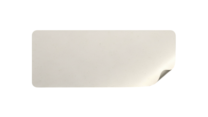 Blank White Adhesive Sticker with Rounded Edges on Transparent Background for Label and Labeling