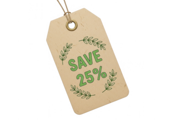 Sale tag with save twenty five percent isolated on transparent background