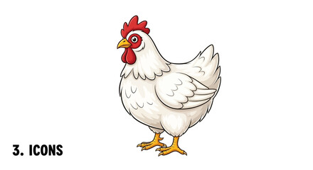White hen icon with transparent background