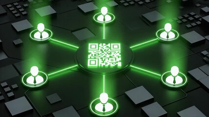 Corporate QR code network representing digital connection and data transmission in modern business systems. - Powered by Adobe