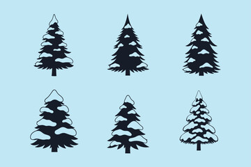 Obraz premium Pine tree covered with snow icon silhouette vector