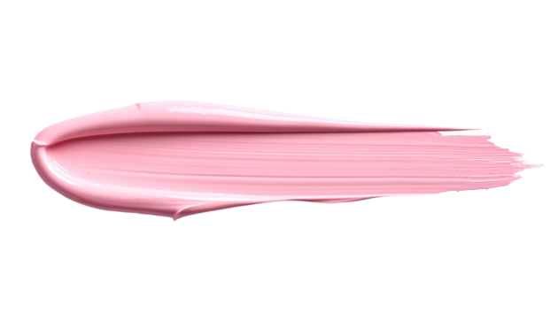 textured abstract pink color paint stroke isolated on transparent background, png	