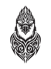 Tribal Blue Jay Head Tattoo. Tribal tattoo design of a fierce bird of prey head.