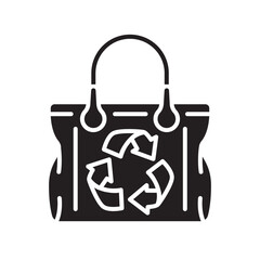 leather bag recycle black line icon for digital and print projects.
