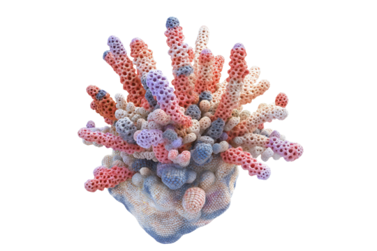 Artisan Sea Whip Coral Crochet Model Isolated on Transparent Background