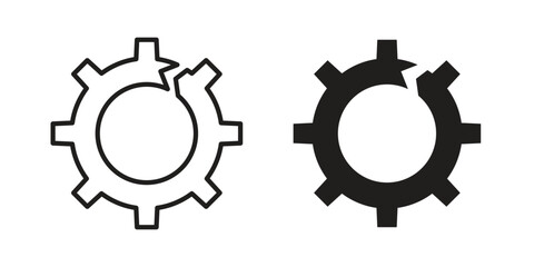 Broken gear icon illustration, thin line vector, web design sign,