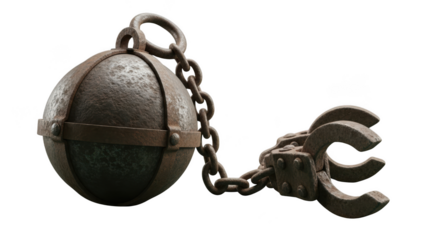 Old rusty ball and chain