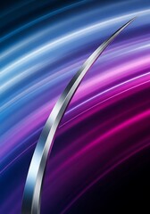 Obraz premium Sleek chrome arc intersecting flowing colorful light trails background