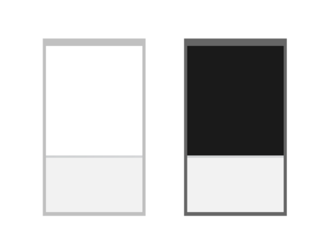 Two abstract vertical frames with dark and white content areas isolated on transparent background