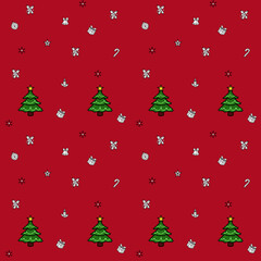 Seamless pattern with Christmas trees and snowflakes for holiday winter decoration and new year celebration illustration.vector Xmas wallpapers,design for printing, Gift wrapping paper