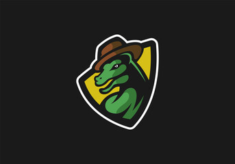 green dinosaur logo template mascot logo, t rex vector illustration design © EndR_ID