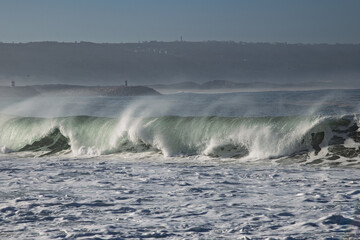 Atlantic ocean at Nazare , Portugal.