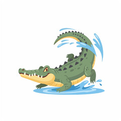 Obraz premium Crocodile Splashing Water with Tail