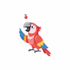Parrot Tossing Fruit Mid Air