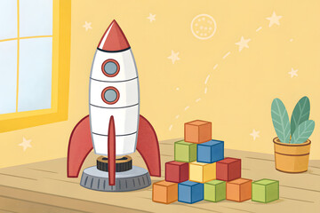 Hand stacking last block to complete rocket