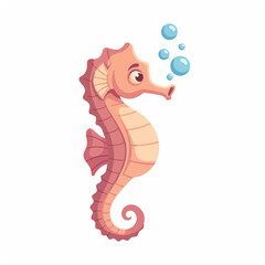 Seahorse Blowing Bubbles with Curled Tail