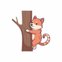 Trenggiling Hugging Tree Trunk