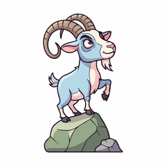 Goat Balancing on Rocky Surface