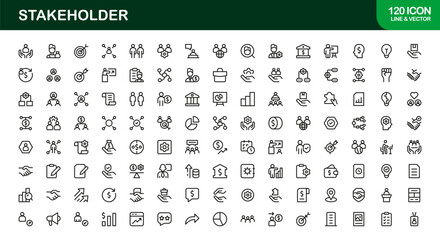 Stakeholder Minimal Icon Set. Elegant and Sleek icons for decision-making, team, and planning
